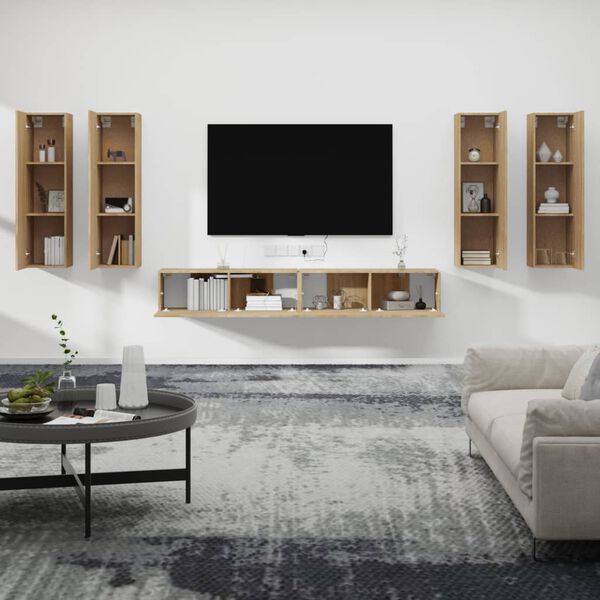 vidaXL 6 Piece TV Cabinet Set Sonoma Oak Engineered Wood