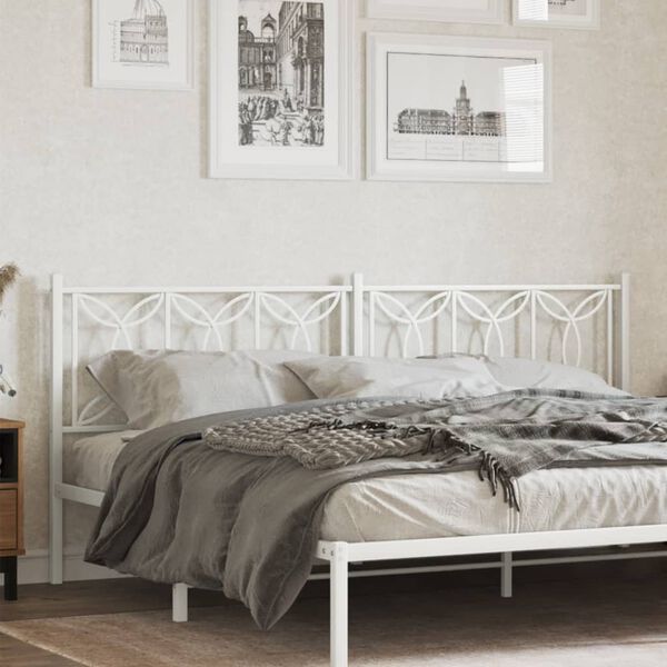 vidaXL Metal Replace Headboard White 200 cm