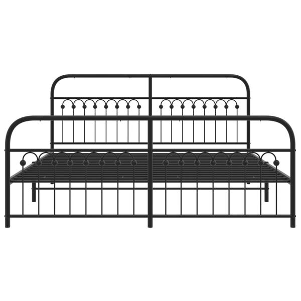 vidaXL Metal Bed Frame without Mattress with Footboard Black 183x203cm