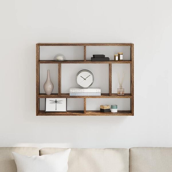 vidaXL Wall Shelf Smoked Oak 75x16x55 cm Engineered Wood