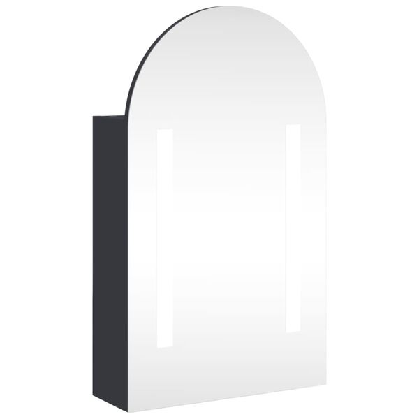 vidaXL Bathroom Mirror Cabinet with LED Light Arched Grey 42x13x70 cm