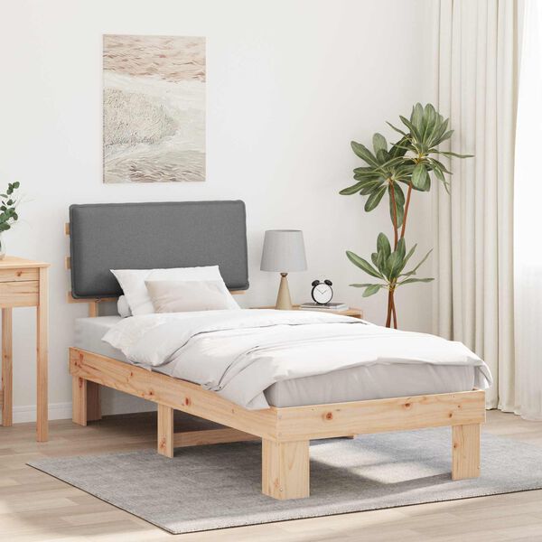 vidaXL Bed Frame with Upholstered Headboard Light Grey 80 x 200 cm