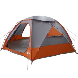vidaXL Dome Tent with Removable Rainfly Grey and Orange 8-Person