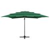 vidaXL 4-Tier Garden Parasol with Aluminium Pole Green 250x250 cm