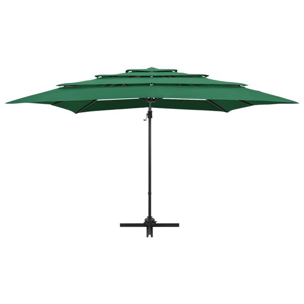 vidaXL 4-Tier Garden Parasol with Aluminium Pole Green 250x250 cm