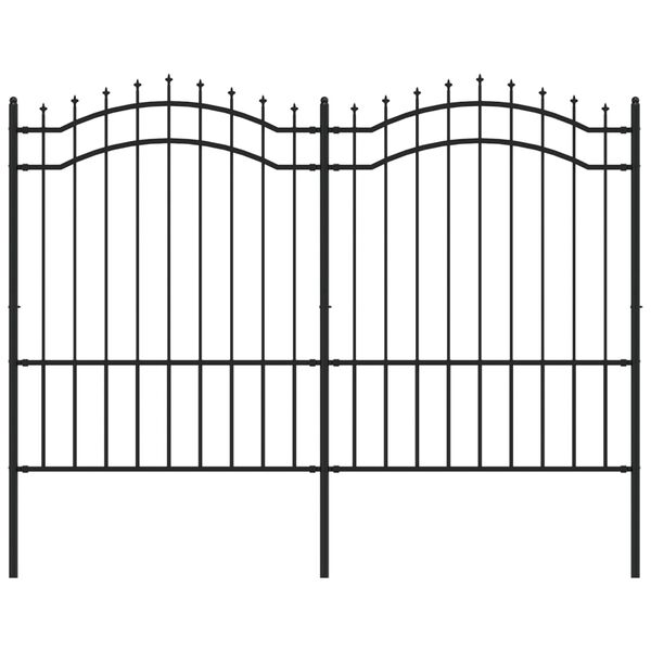 vidaXL Garden Fence with Spear Top Black 240x150 cm Powder-coated Steel