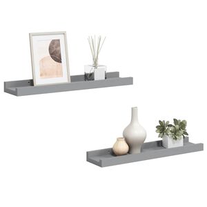 vidaXL Picture Frame Ledge Shelves 2 pcs Grey 40x9x3 cm MDF
