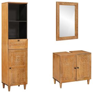 vidaXL Bathroom Furniture Set with Drawer 3 pcs Brown Engineered Wood