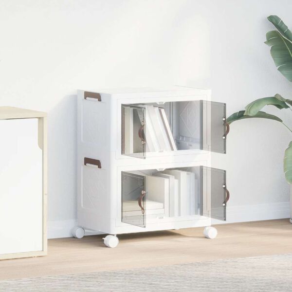 vidaXL Stackable Storage Box with Wheels 2-Tier 28 L 48.5x29.5x59.5 cm