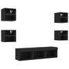 vidaXL 7 Piece TV Wall Units with LED Black Engineered Wood