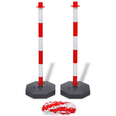 vidaXL Set of 4 Chain Posts and 2 Plastic Chians of 10 m Each