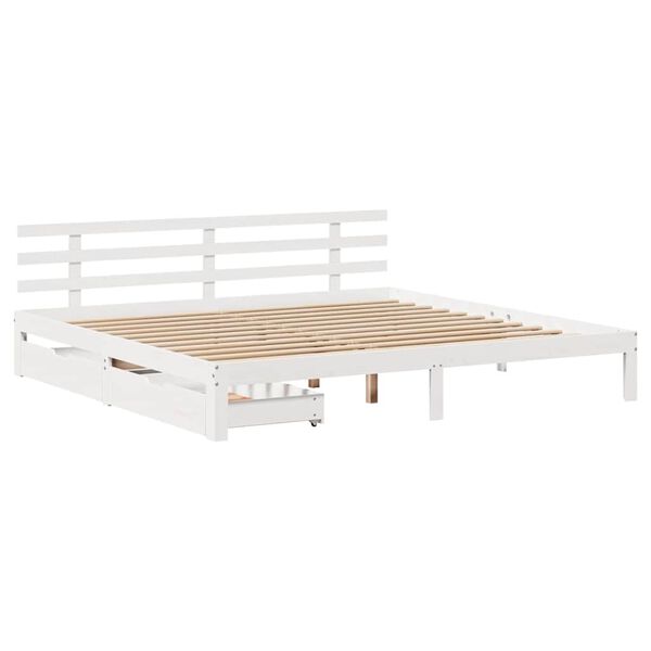 vidaXL Bed Frame with Drawers without Mattress White 180x200 cm Super King