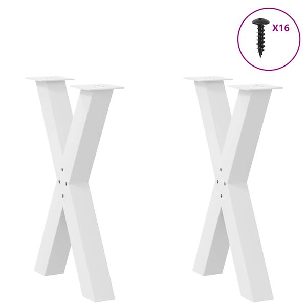 vidaXL Dining Table Legs X-Shaped 2 pcs White 50x(72-73) cm Steel