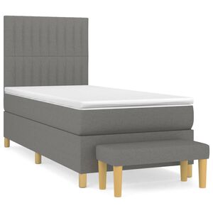 vidaXL Box Spring Bed with Mattress Dark Grey 80x200 cm Fabric