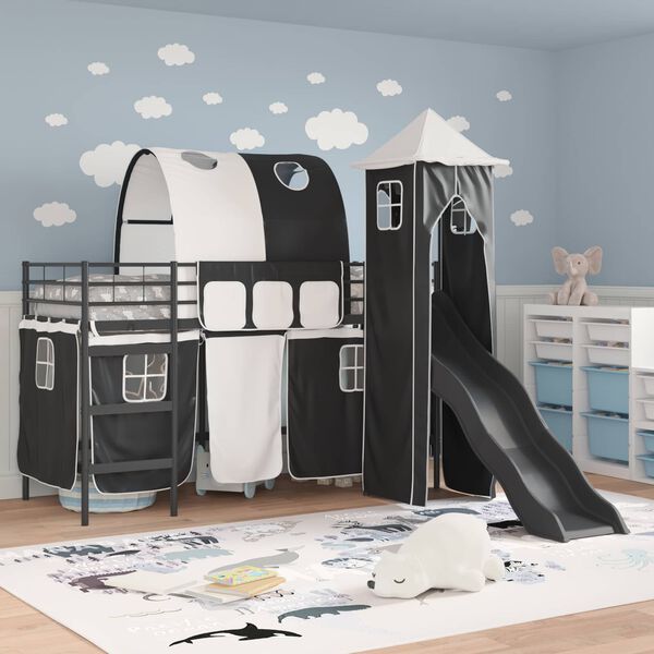 vidaXL Kids'Loft Bed Frame Black 74.5 x 190 cm Metal