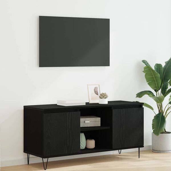 vidaXL TV Cabinet Black Oak 104 x 35 x 50 cm Engineered Wood