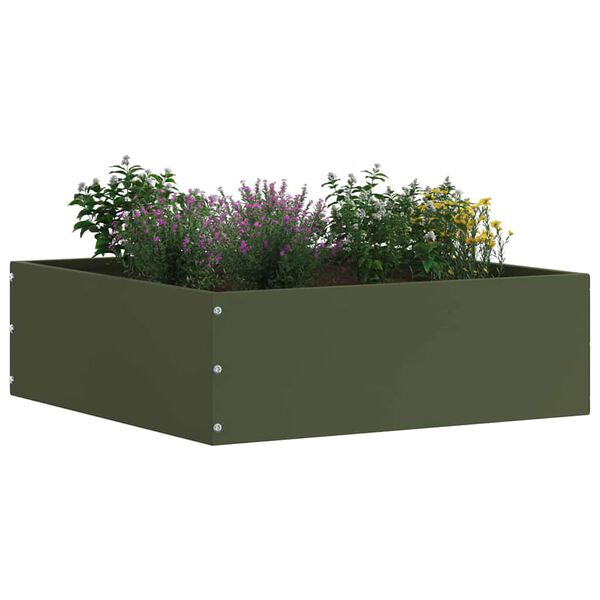 vidaXL Lawn Edging 6 pcs Olive Green 40 x 40 x 13 cm Steel