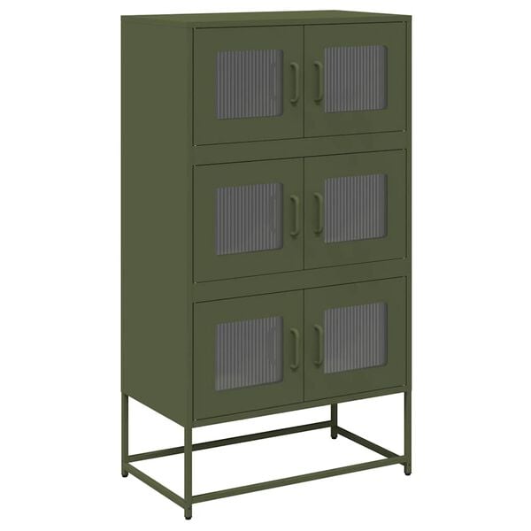 vidaXL Highboard Olive Green 68x39x123 cm Steel