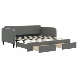 vidaXL Daybed with Trundle&Drawers without Mattress Dark Grey 90x190 cm Single