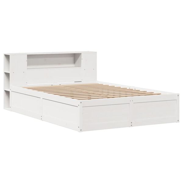 vidaXL Bed Frame without Mattress White 150x200 cm King Size Solid Wood Pine