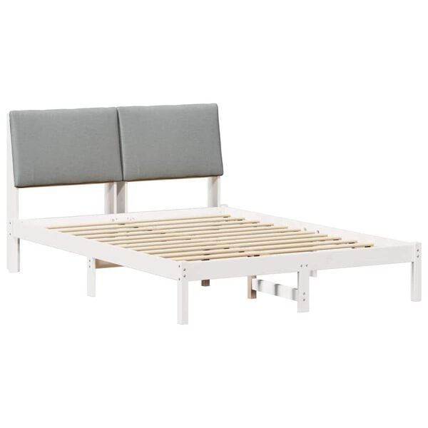 vidaXL Bed frame White and light grey 140 x 200 cm Solid pine wood