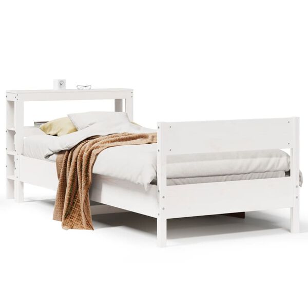 vidaXL Bed Frame without Mattress White 90x190 cm Single Solid Wood Pine