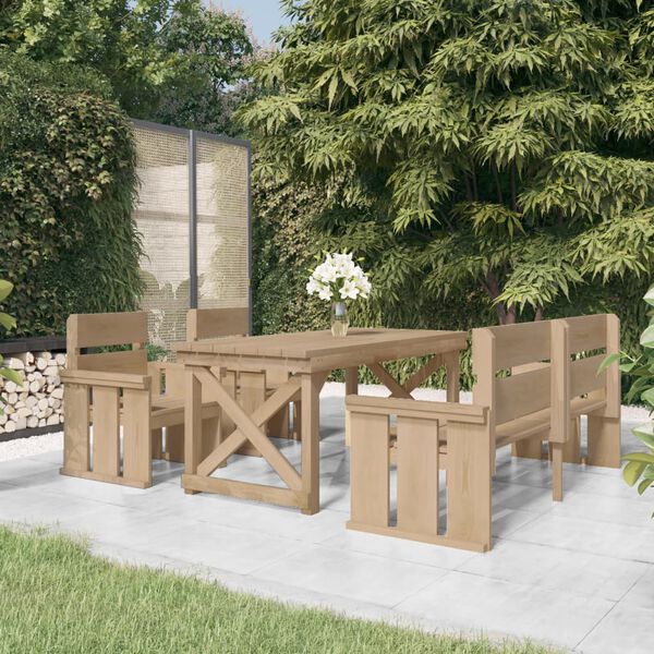 vidaXL 4 Piece Garden Dining Set Impregnated Solid Wood Pine