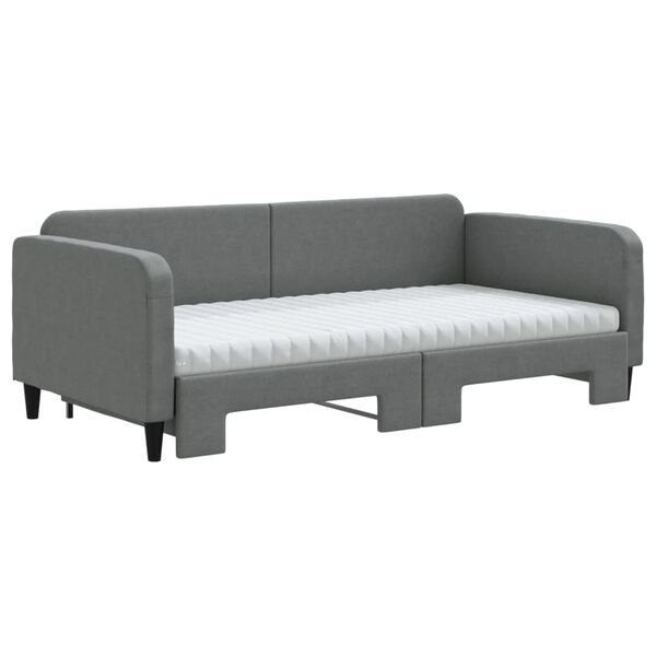 vidaXL Daybed with Trundle and Mattresses Dark Grey 90x190 cm Fabric