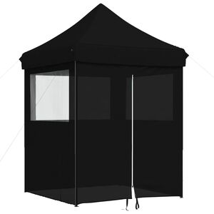 vidaXL Foldable Party Tent Pop-Up with 4 Sidewalls Black