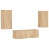 vidaXL 3 Piece TV Wall Cabinets with LED Lights Sonoma Oak