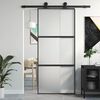 vidaXL Sliding Door Black 90x205 cm Tempered Glass and Aluminium