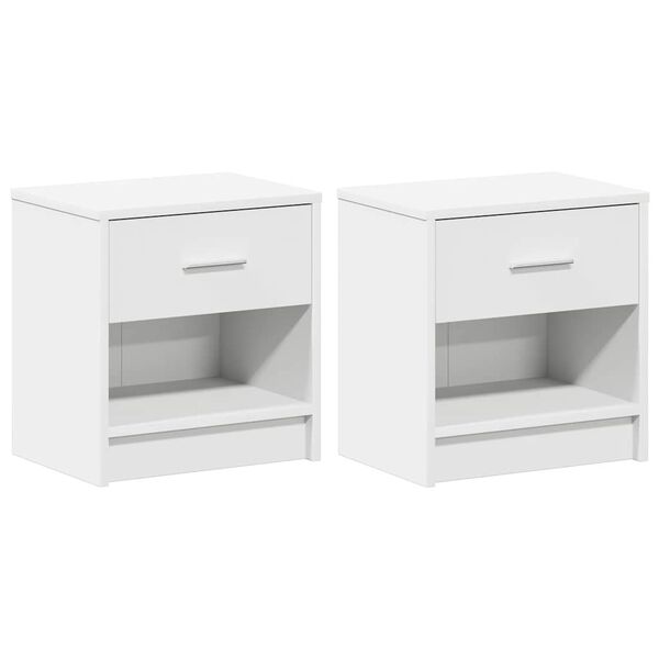 vidaXL Bedside Cabinets 2 pcs with Drawer White 39x28x41 cm