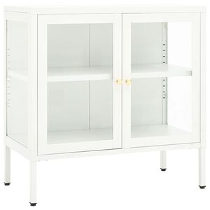 vidaXL Sideboard | White | Powder-coated steel, tempered glass | Medium