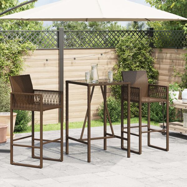 vidaXL Outdoor Bar Table Brown 70x70x110 cm Poly Rattan