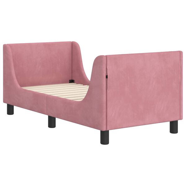 vidaXL Toddler Bed Frame with Headboard Pink 70 x 140 cm Velvet