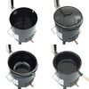 vidaXL Goulash Cannon with Chimney and Lid Black Enamelled Steel