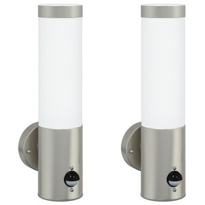 vidaXL Outdoor Wall Lights 2 pcs Silver 12 x 7.5 x 29 cm