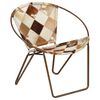 vidaXL Chair Diamond Brown Real Leather