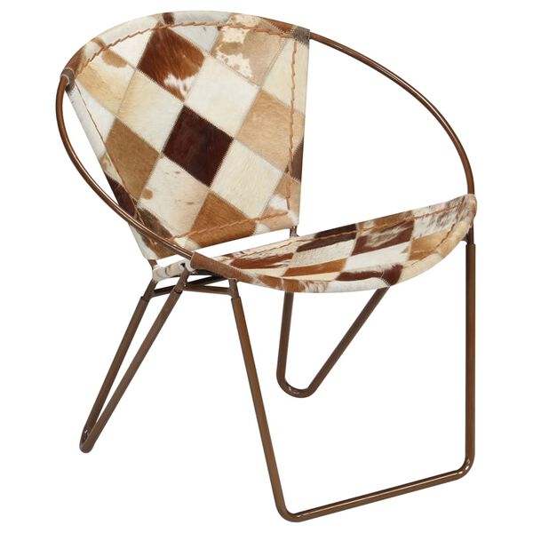 vidaXL Chair Diamond Brown Real Leather