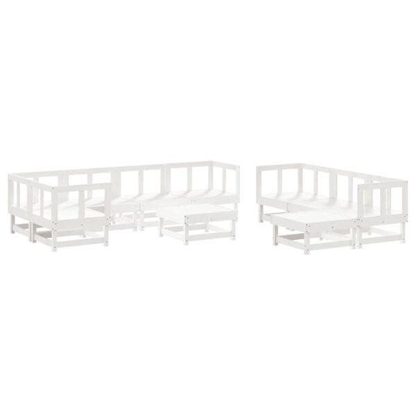 vidaXL 10 Piece Garden Lounge Set White Solid Wood Pine