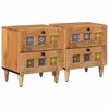 vidaXL Bedside Cabinet 2 pcs Natural 40 x 33 x 46 cm Solid Mango Wood