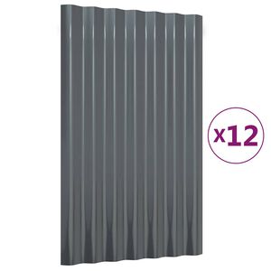 vidaXL Roof Panels 12 pcs Galvanised Steel Anthracite 60x36 cm