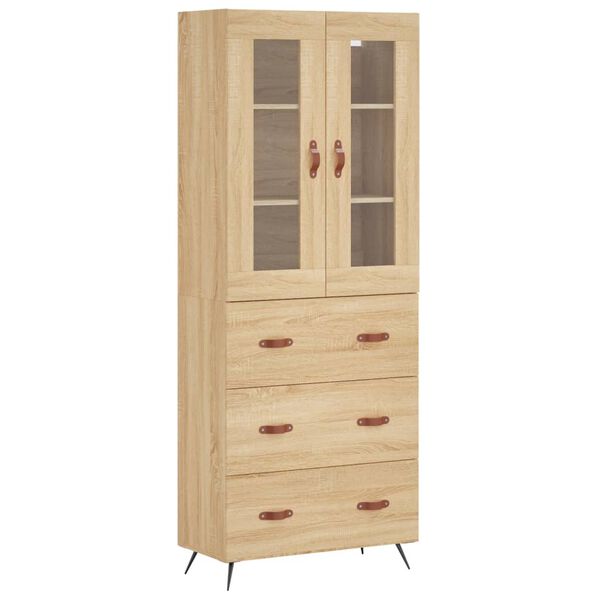 vidaXL Highboard Sonoma Oak 69.5x34x180 cm Engineered Wood
