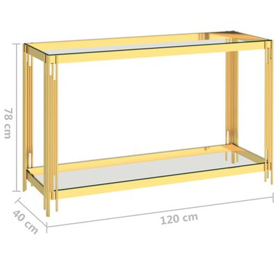 vidaXL Side Table Gold 120x40x78 cm Stainless Steel and Glass