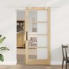 vidaXL Sliding Door Natural 86 x 198.5 cm Solid Pine Wood and Glass