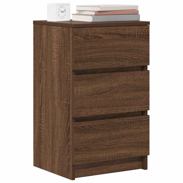 vidaXL Bedside Cabinet with 3 Drawers Brown Oak 39x35x65 cm