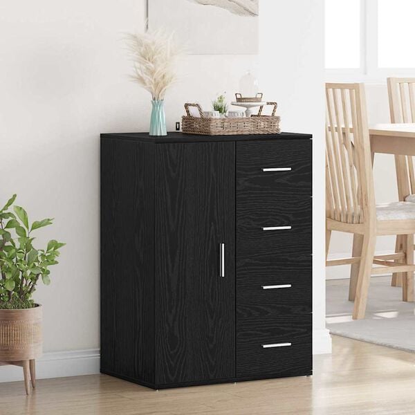 vidaXL Sideboard with Drawer Black Oak 59 x 39 x 80 cm Engineered Wood