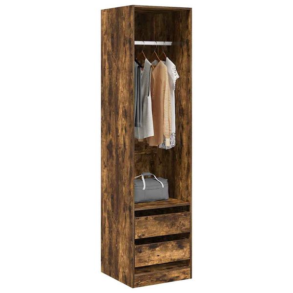 vidaXL Wardrobe with Drawers Smoked Oak 50x50x200 cm Engineered Wood