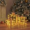vidaXL Gift Box with 60 LEDs 3 pcs Warm white 20 x 20 x 20 cm PET