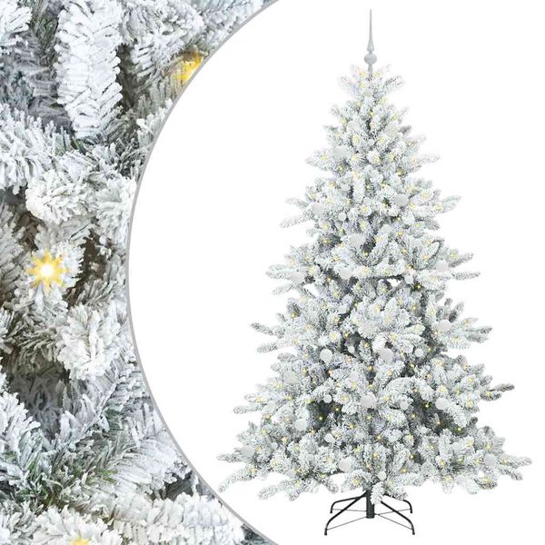 vidaXL Artificial Hinged Christmas Tree White 210 cm PVC and Steel